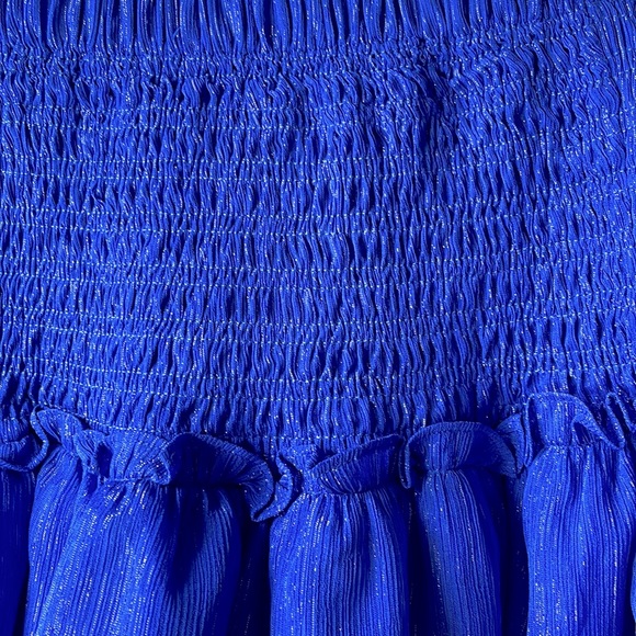 DO+BE NWT Metallic Tiered Ruffle Skirt - Blue - Picture 4 of 6